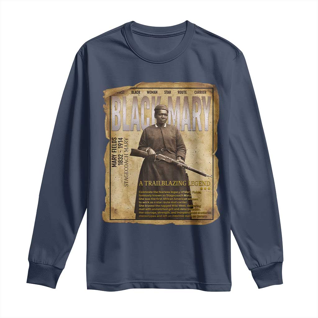Vintage Newspaper Stagecoach Mary Fields Mail Carrier Long Sleeve Shirt Black History Legend Gift