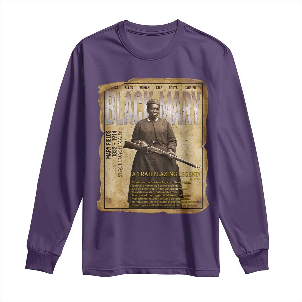 Vintage Newspaper Stagecoach Mary Fields Mail Carrier Long Sleeve Shirt Black History Legend Gift