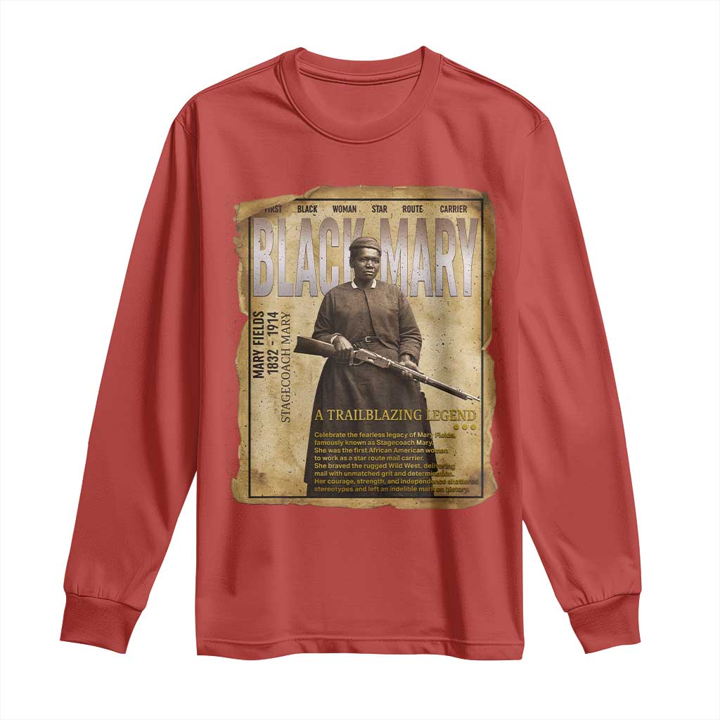Vintage Newspaper Stagecoach Mary Fields Mail Carrier Long Sleeve Shirt Black History Legend Gift