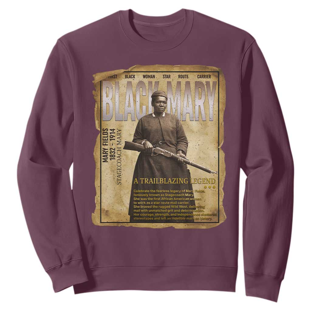 Vintage Newspaper Stagecoach Mary Fields Mail Carrier Sweatshirt Black History Legend Gift