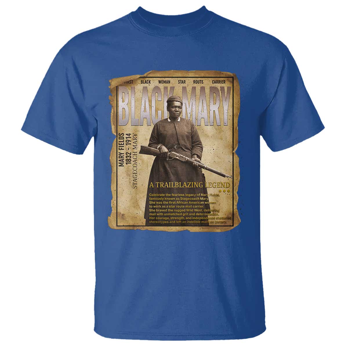 Vintage Newspaper Stagecoach Mary Fields Mail Carrier T Shirt Black History Legend Gift