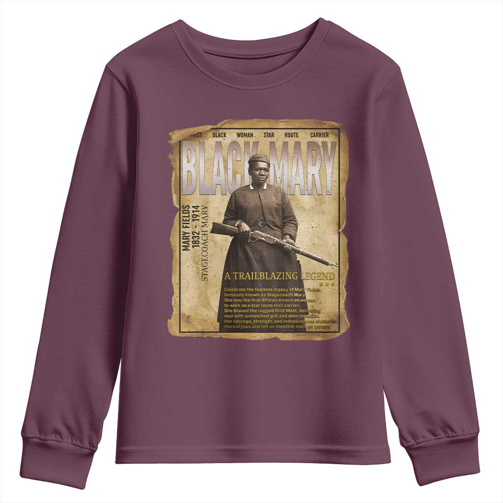 Vintage Newspaper Stagecoach Mary Fields Mail Carrier Youth Sweatshirt Black History Legend Gift