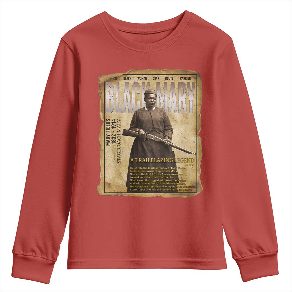 Vintage Newspaper Stagecoach Mary Fields Mail Carrier Youth Sweatshirt Black History Legend Gift