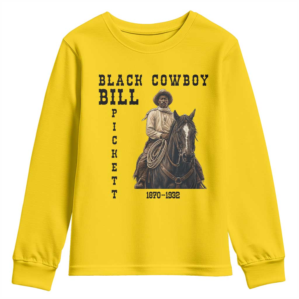 Black Cowboy Bill Pickett Youth Sweatshirt Vintage Western Rodeo Legend Gift