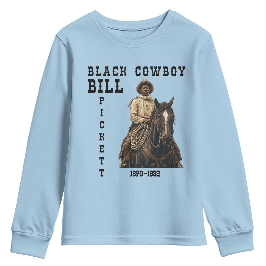 Black Cowboy Bill Pickett Youth Sweatshirt Vintage Western Rodeo Legend Gift