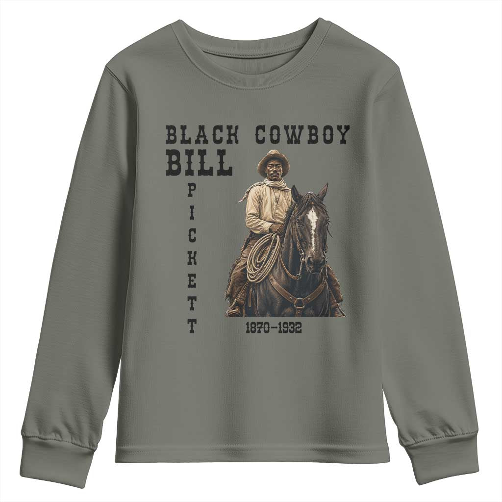 Black Cowboy Bill Pickett Youth Sweatshirt Vintage Western Rodeo Legend Gift