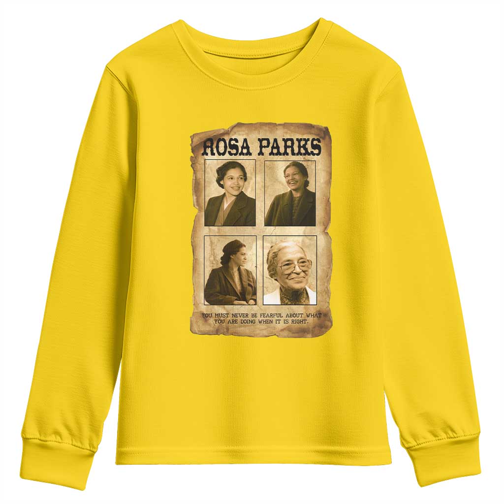 Vintage Rosa Parks Youth Sweatshirt Courage And Justice Quote