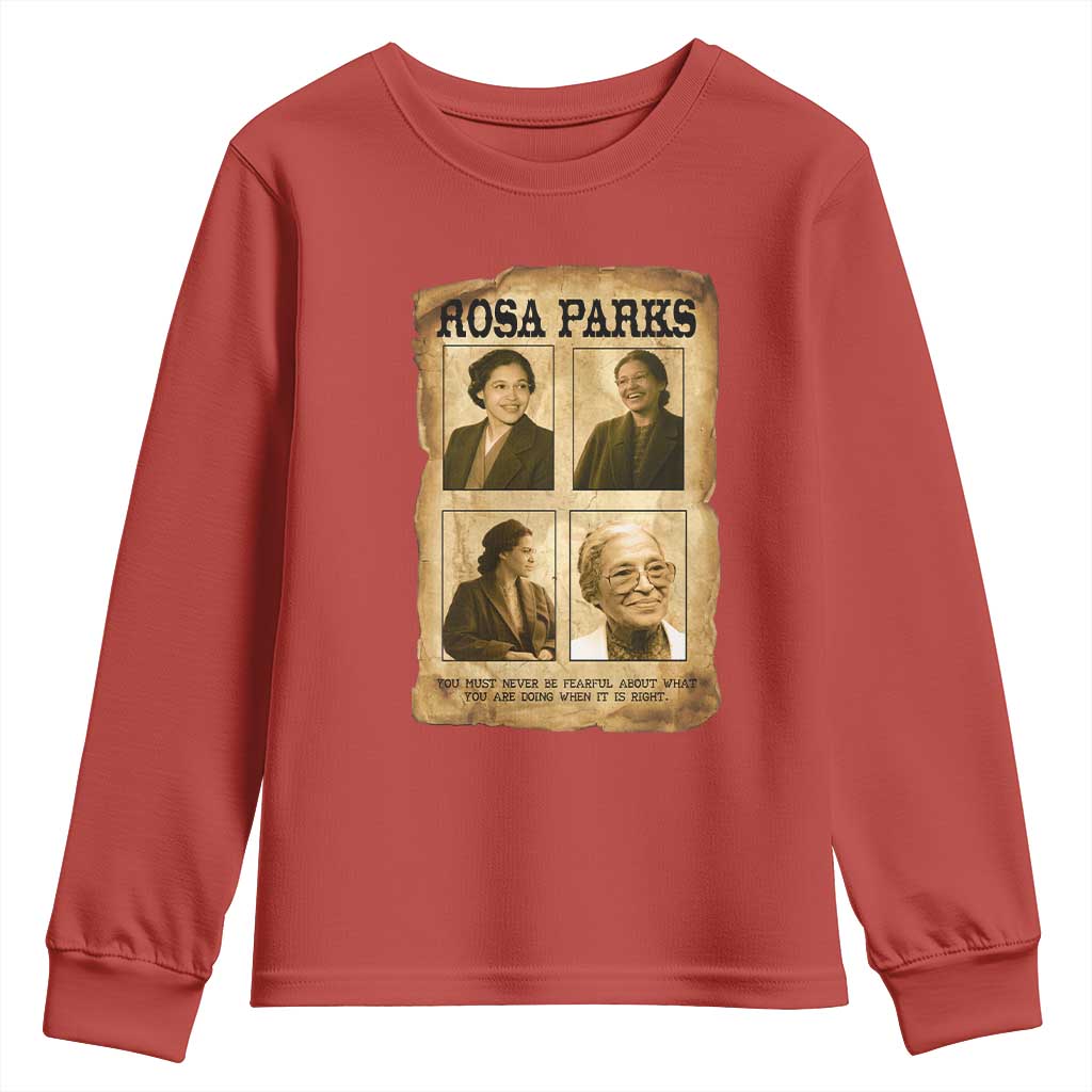 Vintage Rosa Parks Youth Sweatshirt Courage And Justice Quote