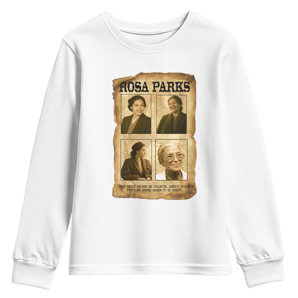 Vintage Rosa Parks Youth Sweatshirt Courage And Justice Quote