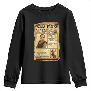 Vintage Newspaper Rosa Parks Youth Sweatshirt One Person Can Change The World Quote