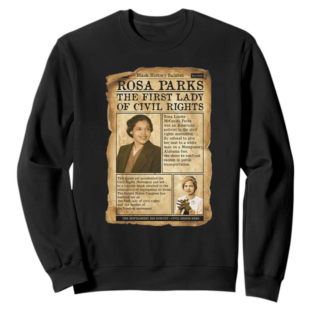 Vintage Newspaper Rosa Parks Sweatshirt Civil Rights Hero