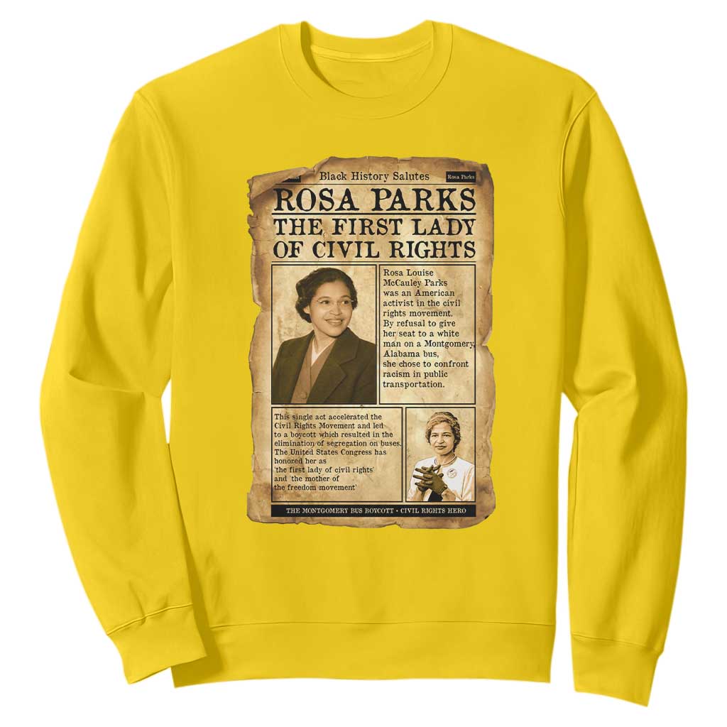 Vintage Newspaper Rosa Parks Sweatshirt Civil Rights Hero