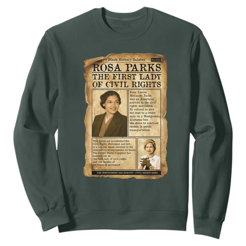 Vintage Newspaper Rosa Parks Sweatshirt Civil Rights Hero