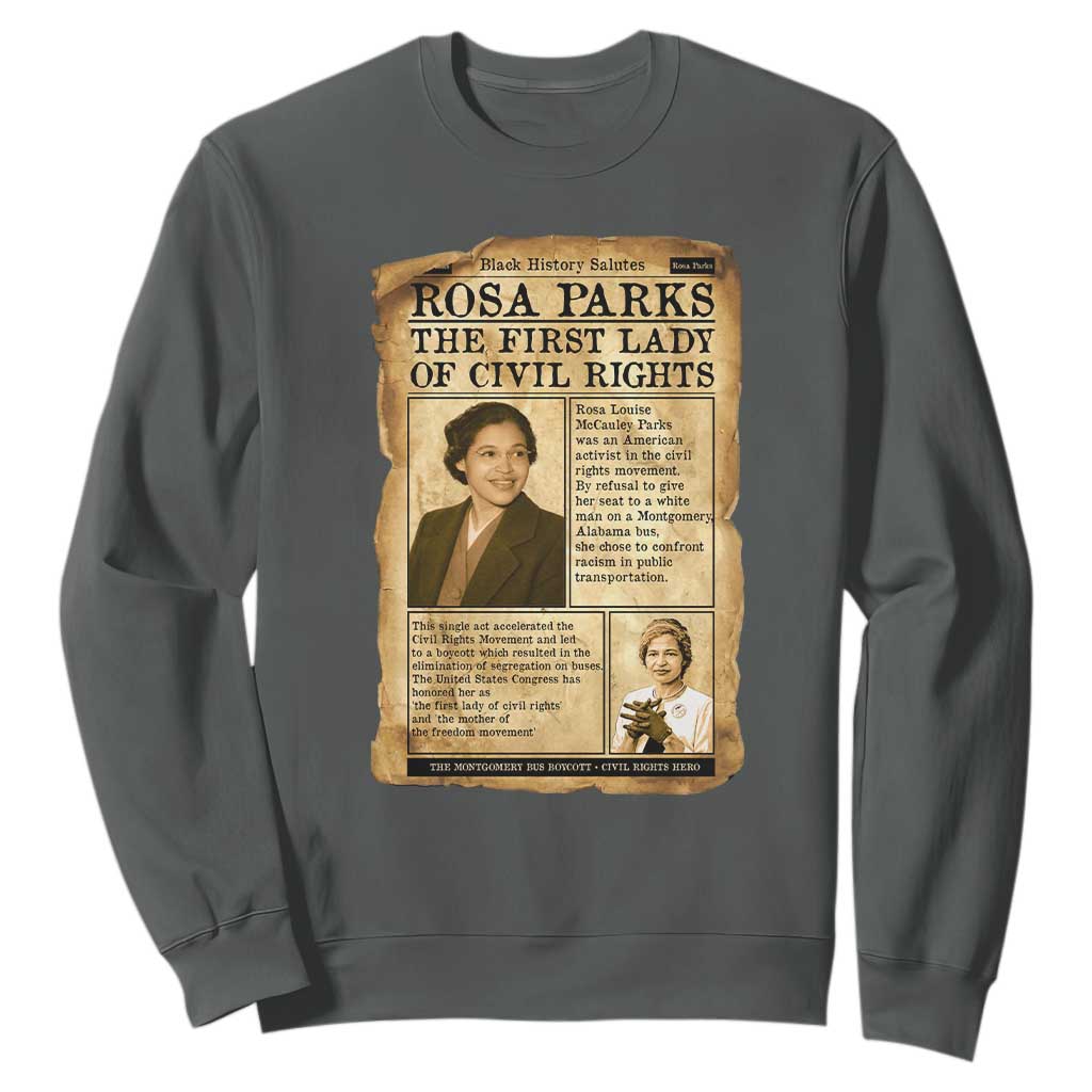 Vintage Newspaper Rosa Parks Sweatshirt Civil Rights Hero