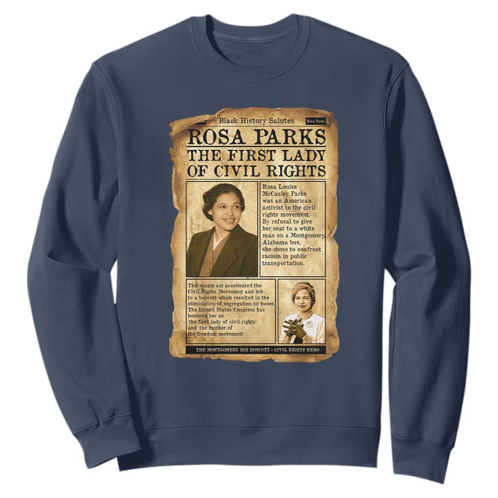 Vintage Newspaper Rosa Parks Sweatshirt Civil Rights Hero