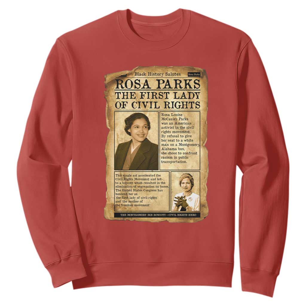 Vintage Newspaper Rosa Parks Sweatshirt Civil Rights Hero