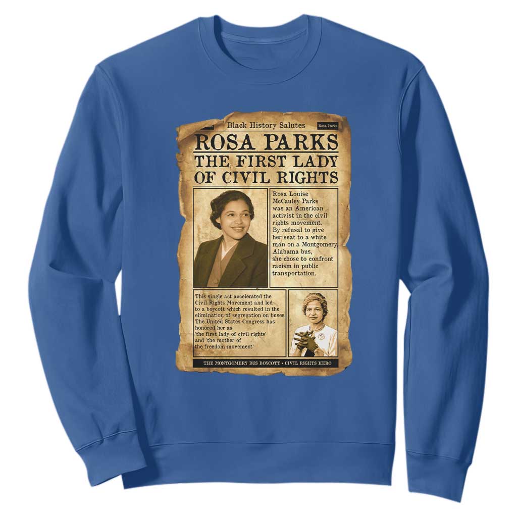 Vintage Newspaper Rosa Parks Sweatshirt Civil Rights Hero