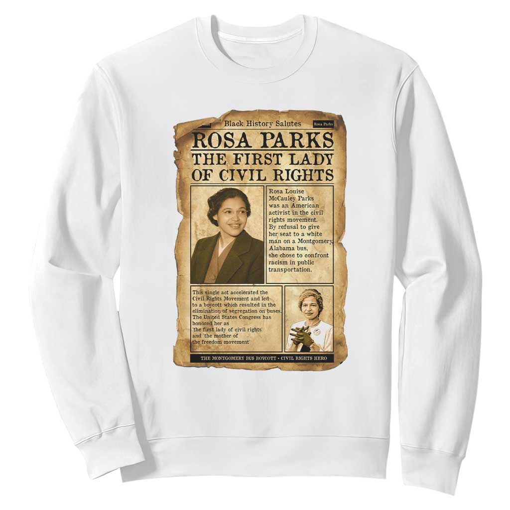 Vintage Newspaper Rosa Parks Sweatshirt Civil Rights Hero