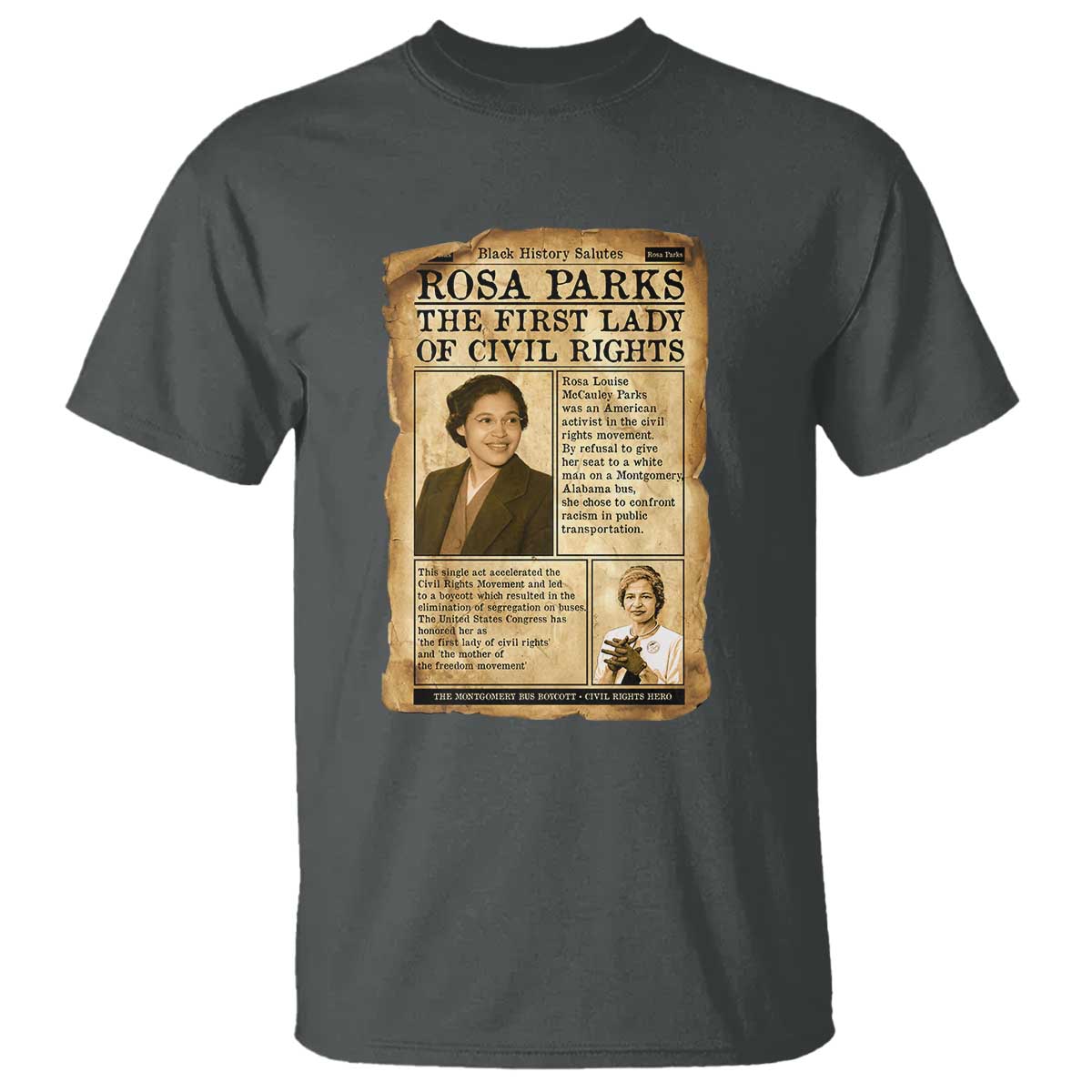 Vintage Newspaper Rosa Parks T Shirt Civil Rights Hero