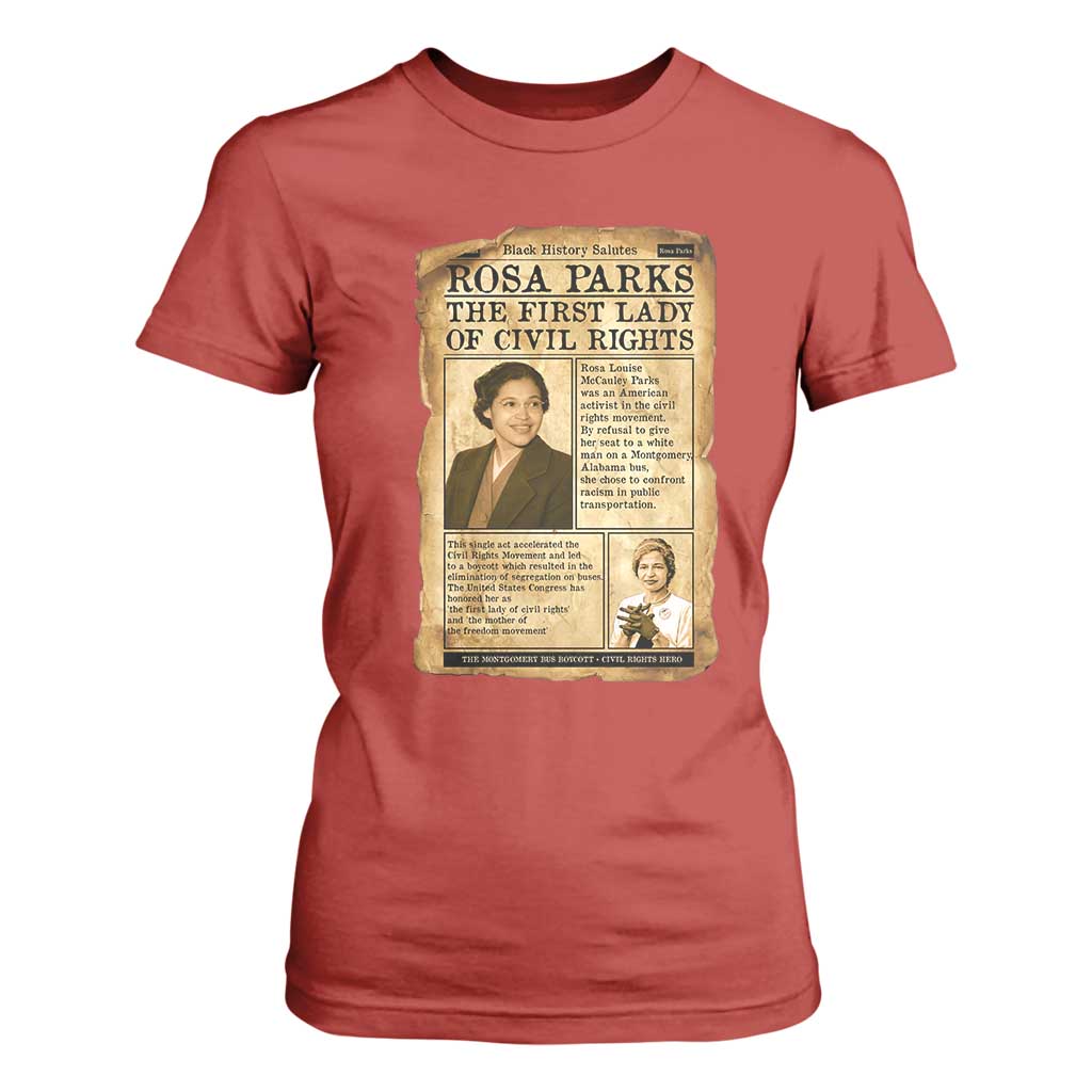 Vintage Newspaper Rosa Parks T Shirt For Women Civil Rights Hero