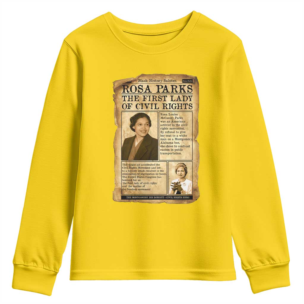 Vintage Newspaper Rosa Parks Youth Sweatshirt Civil Rights Hero