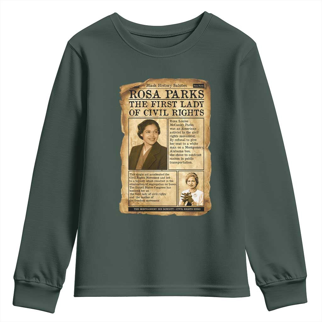 Vintage Newspaper Rosa Parks Youth Sweatshirt Civil Rights Hero