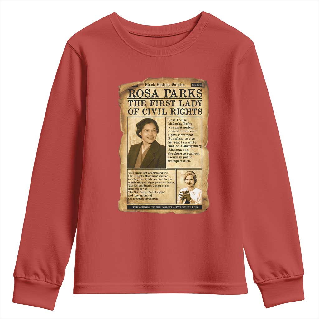 Vintage Newspaper Rosa Parks Youth Sweatshirt Civil Rights Hero