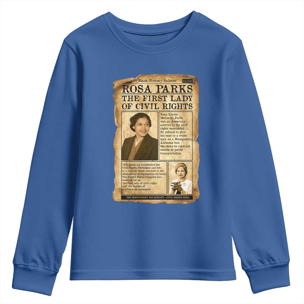 Vintage Newspaper Rosa Parks Youth Sweatshirt Civil Rights Hero