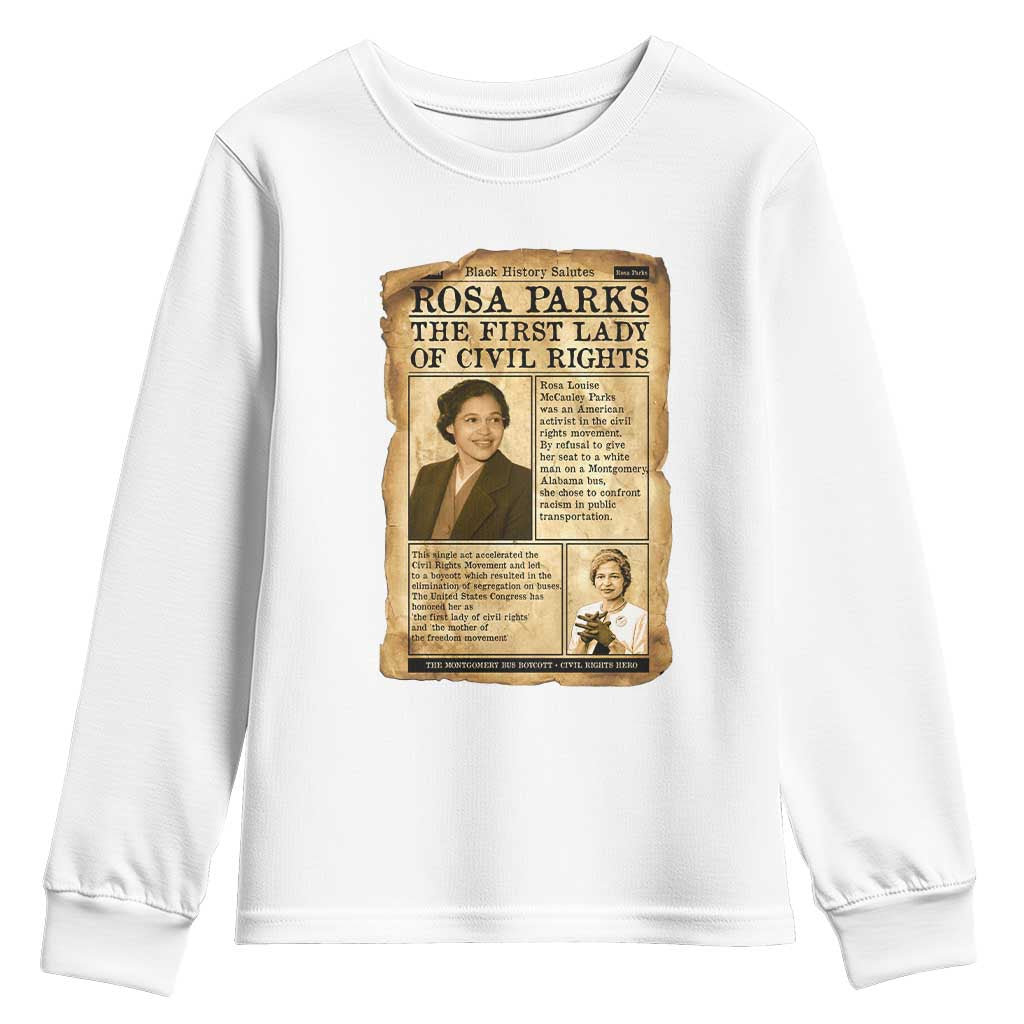 Vintage Newspaper Rosa Parks Youth Sweatshirt Civil Rights Hero