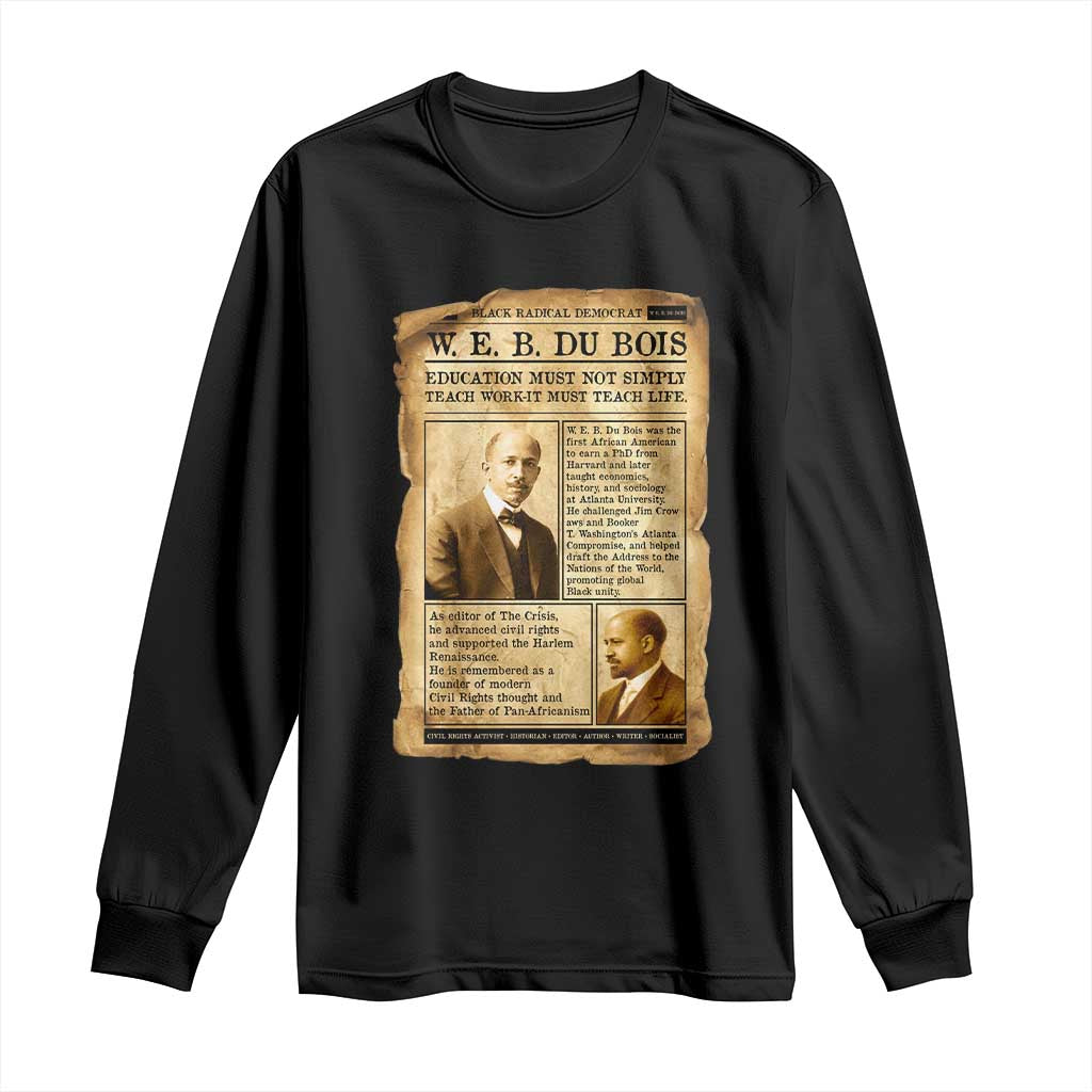 Vintage Newspaper W E B Du Bois Long Sleeve Shirt African American Scholar