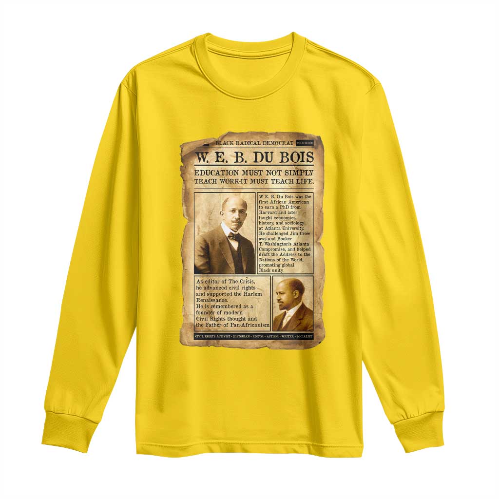 Vintage Newspaper W E B Du Bois Long Sleeve Shirt African American Scholar