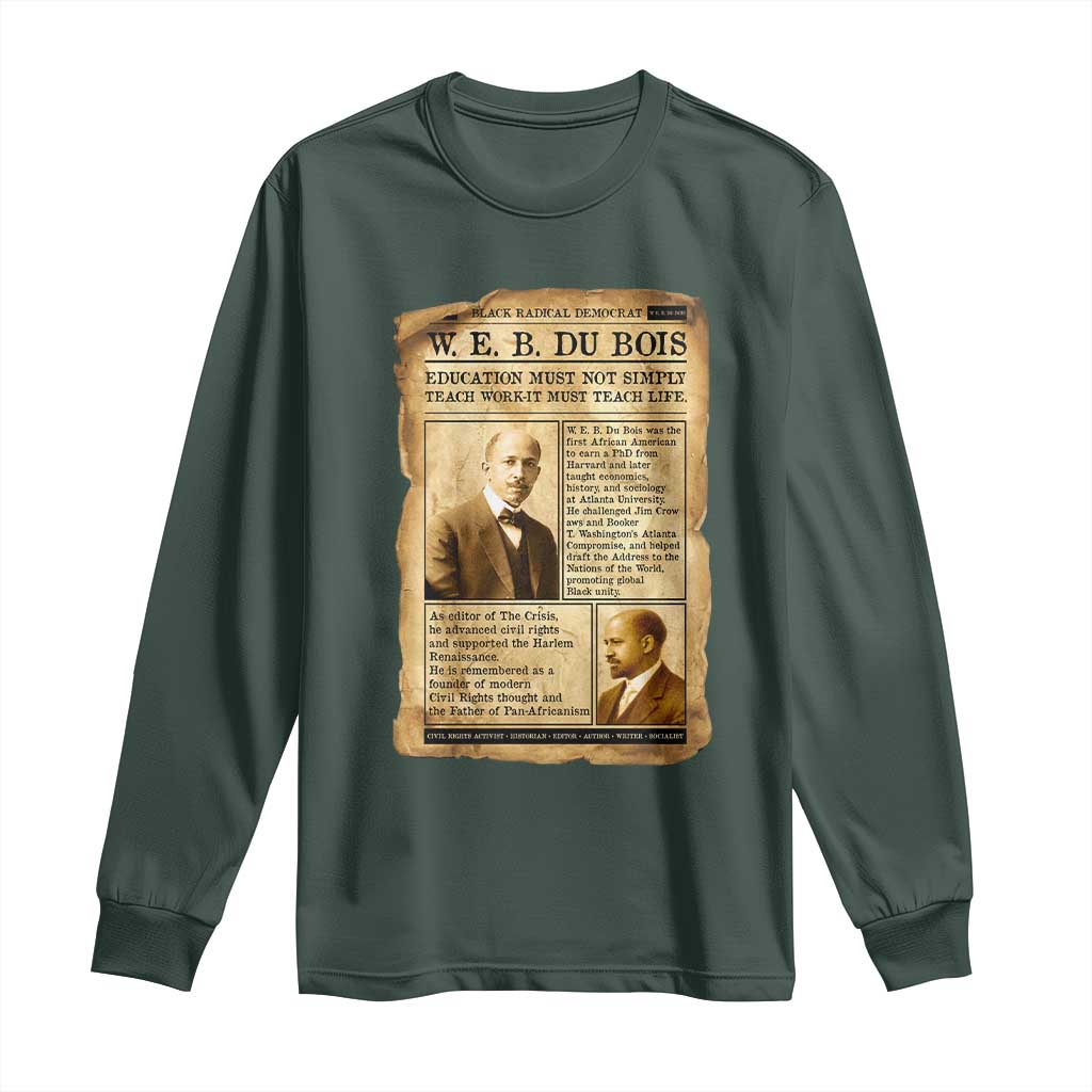 Vintage Newspaper W E B Du Bois Long Sleeve Shirt African American Scholar