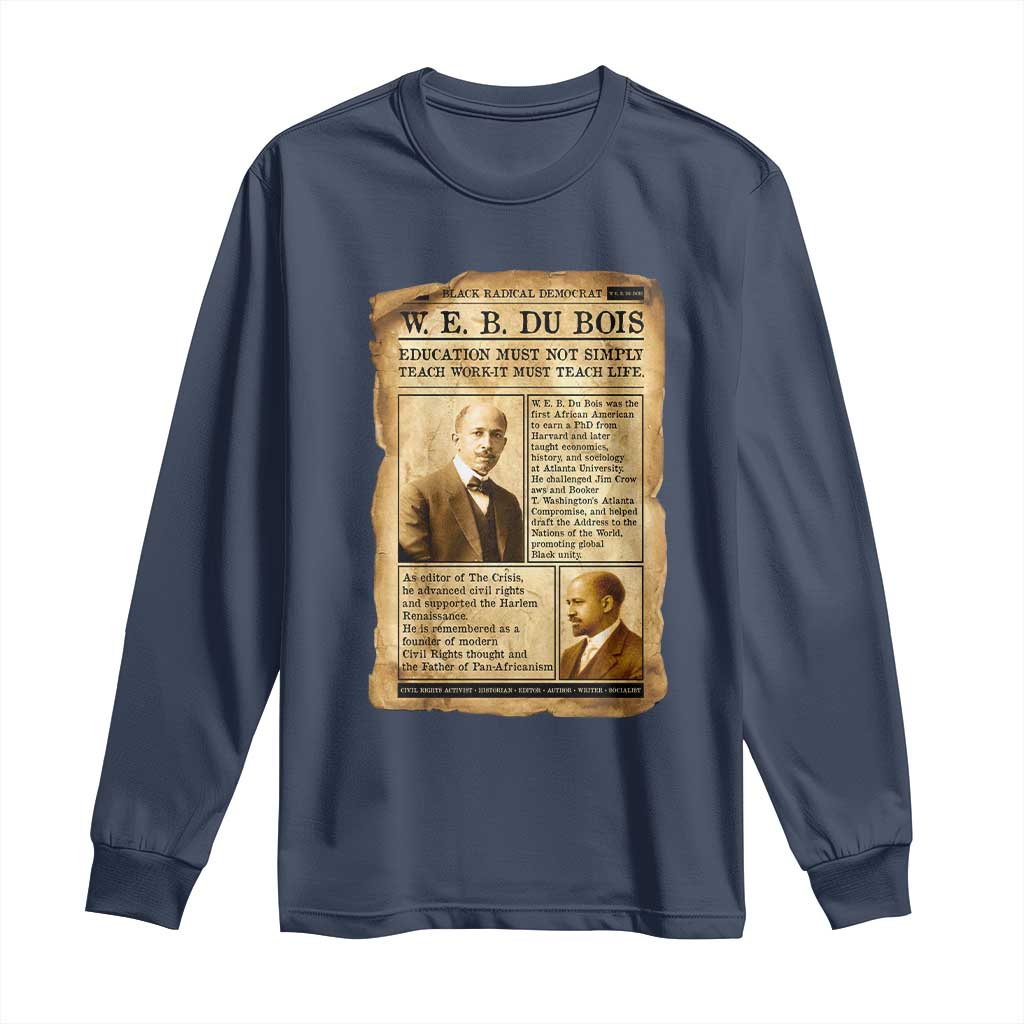 Vintage Newspaper W E B Du Bois Long Sleeve Shirt African American Scholar