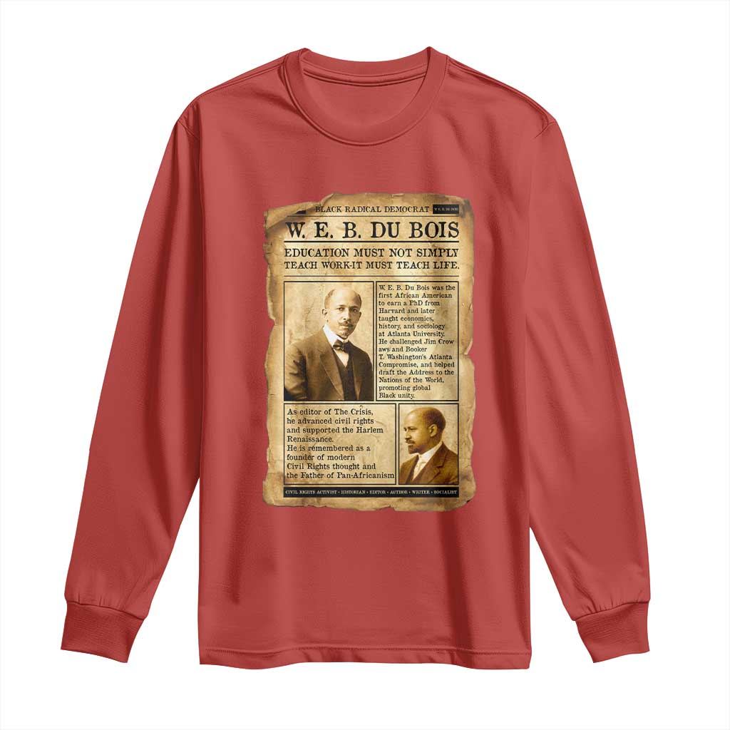 Vintage Newspaper W E B Du Bois Long Sleeve Shirt African American Scholar