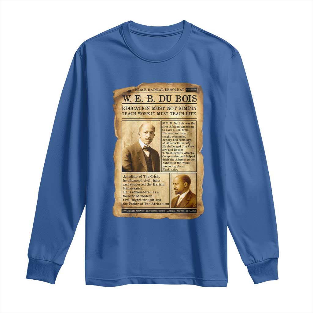 Vintage Newspaper W E B Du Bois Long Sleeve Shirt African American Scholar