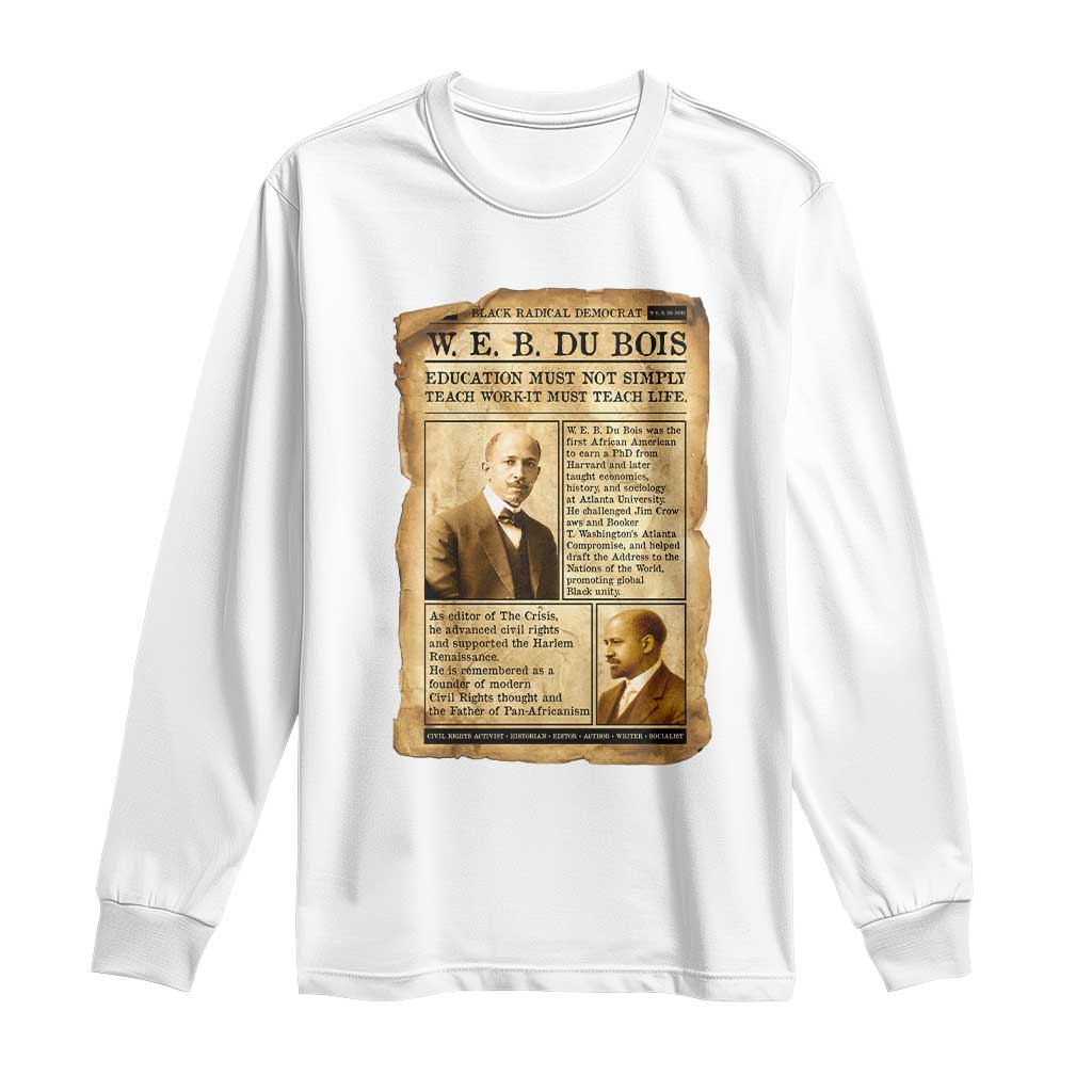 Vintage Newspaper W E B Du Bois Long Sleeve Shirt African American Scholar