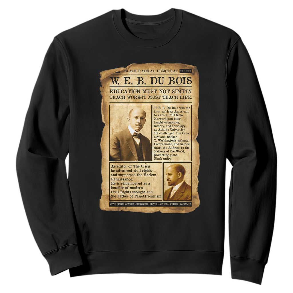Vintage Newspaper W E B Du Bois Sweatshirt African American Scholar