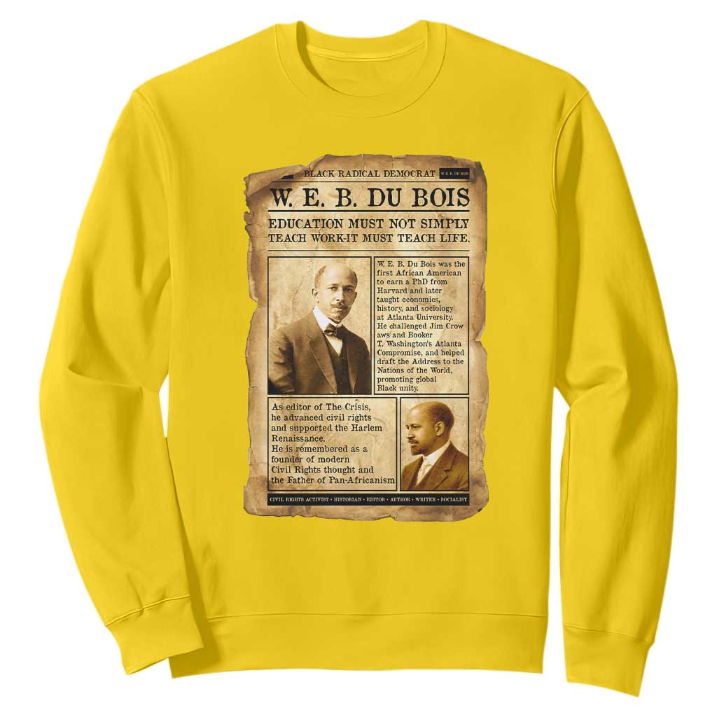 Vintage Newspaper W E B Du Bois Sweatshirt African American Scholar