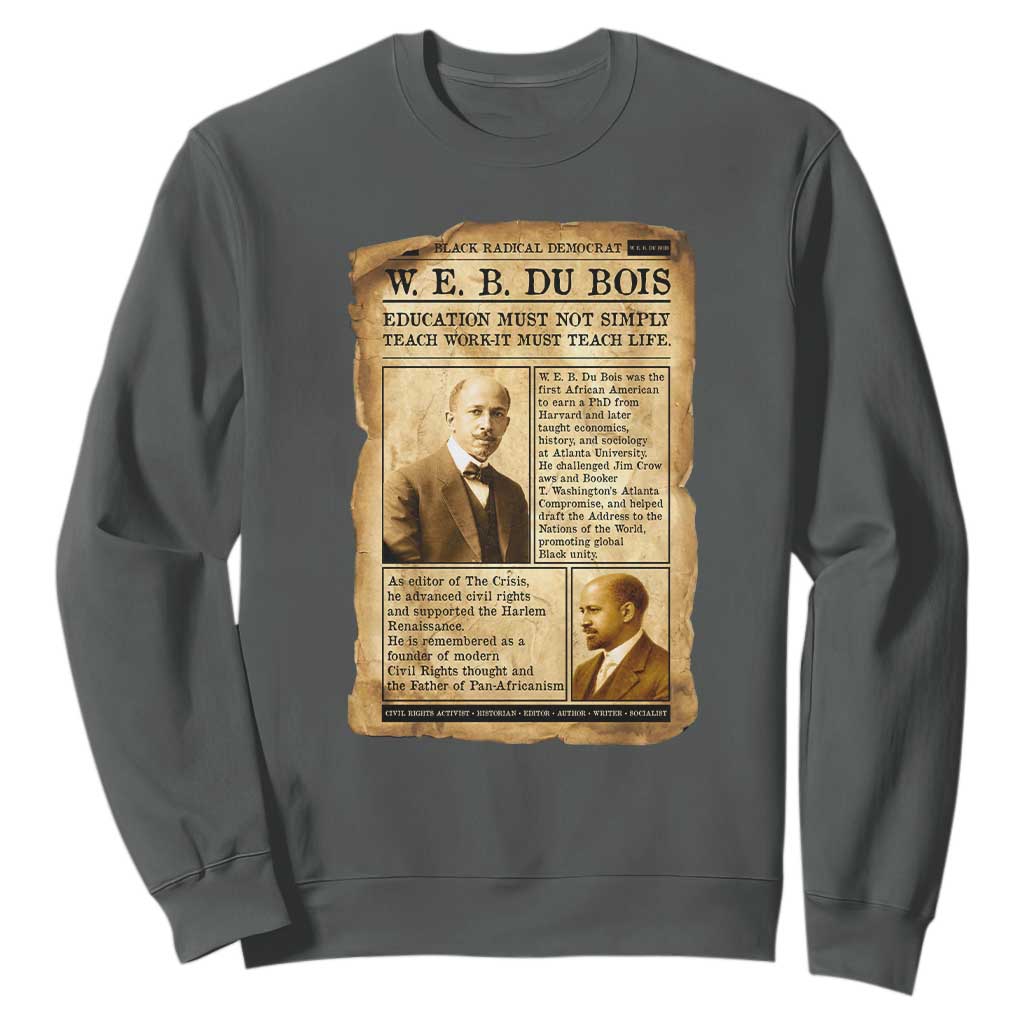 Vintage Newspaper W E B Du Bois Sweatshirt African American Scholar