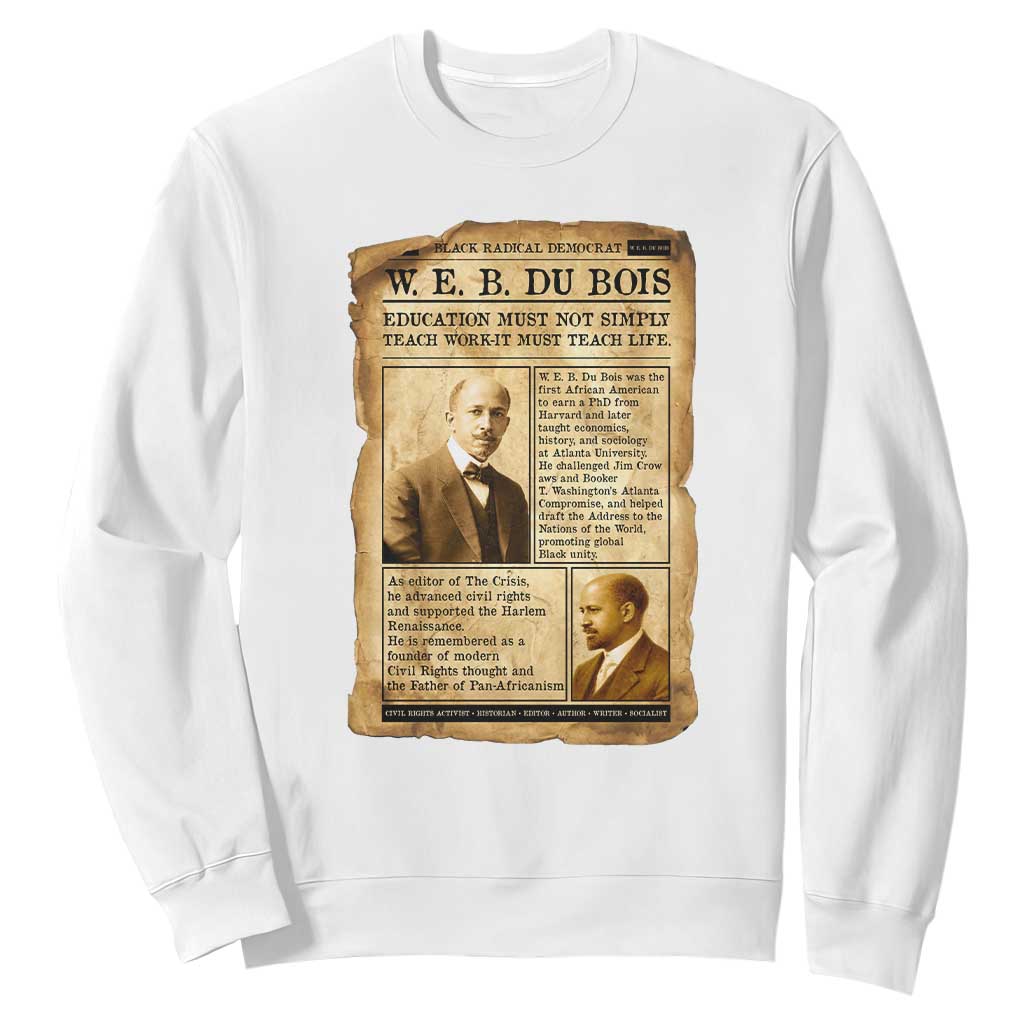Vintage Newspaper W E B Du Bois Sweatshirt African American Scholar