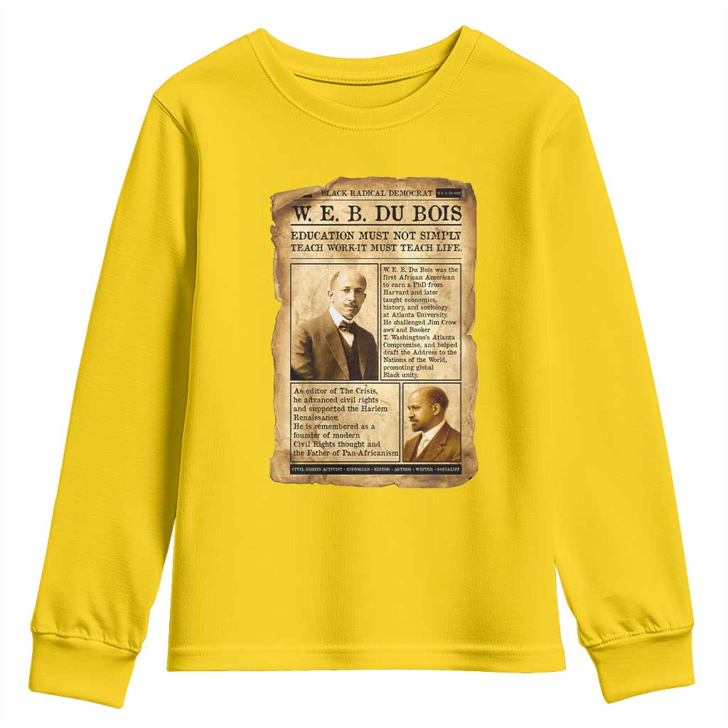 Vintage Newspaper W E B Du Bois Youth Sweatshirt African American Scholar