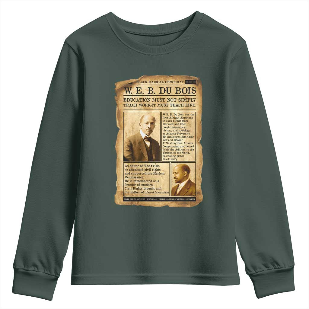 Vintage Newspaper W E B Du Bois Youth Sweatshirt African American Scholar