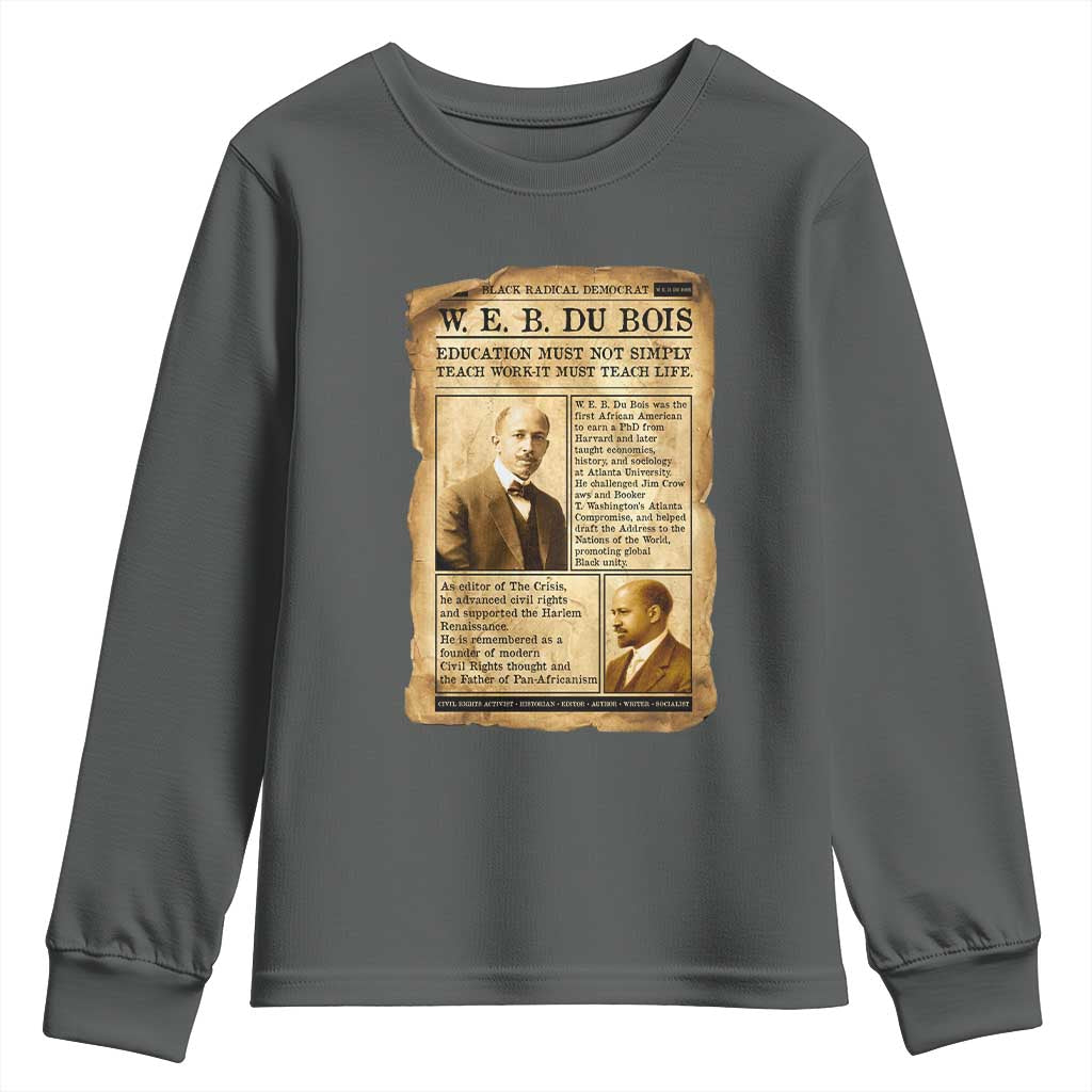 Vintage Newspaper W E B Du Bois Youth Sweatshirt African American Scholar