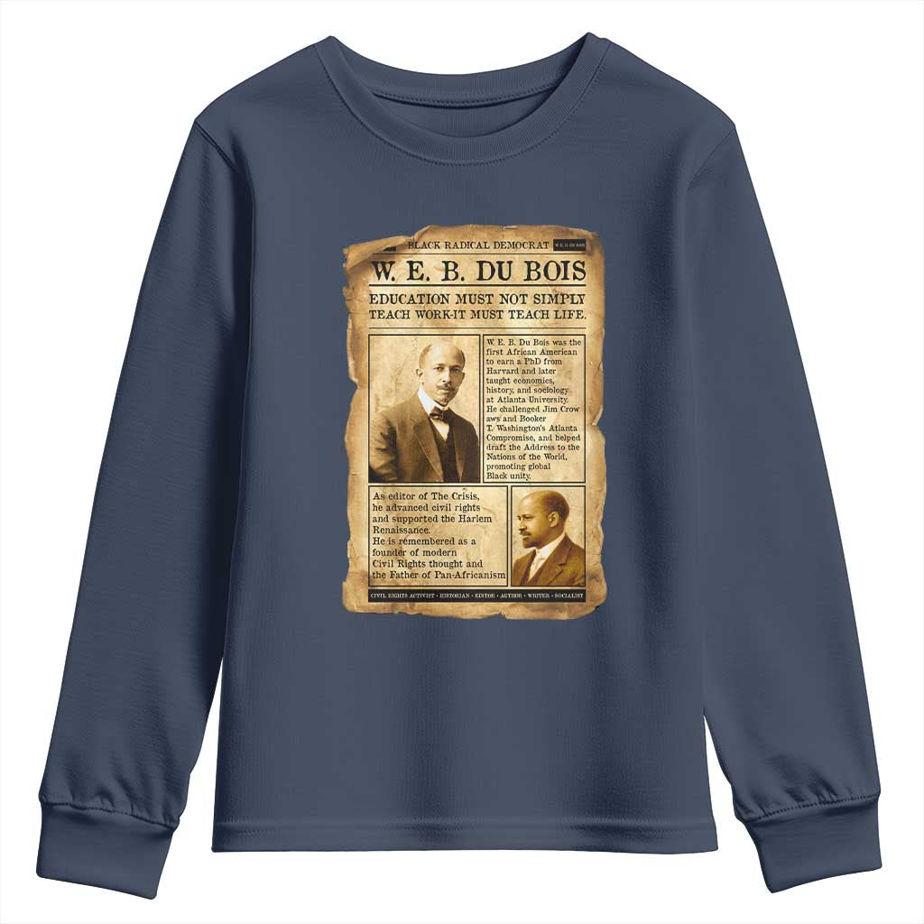 Vintage Newspaper W E B Du Bois Youth Sweatshirt African American Scholar