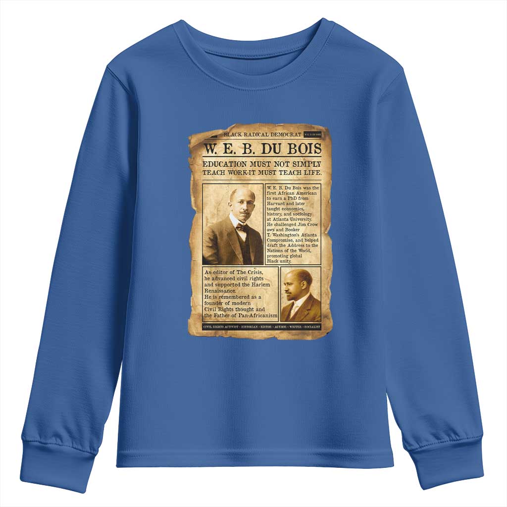 Vintage Newspaper W E B Du Bois Youth Sweatshirt African American Scholar