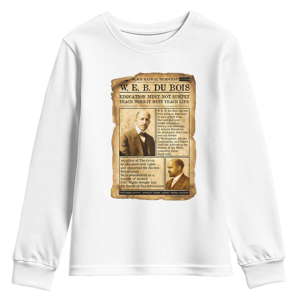 Vintage Newspaper W E B Du Bois Youth Sweatshirt African American Scholar