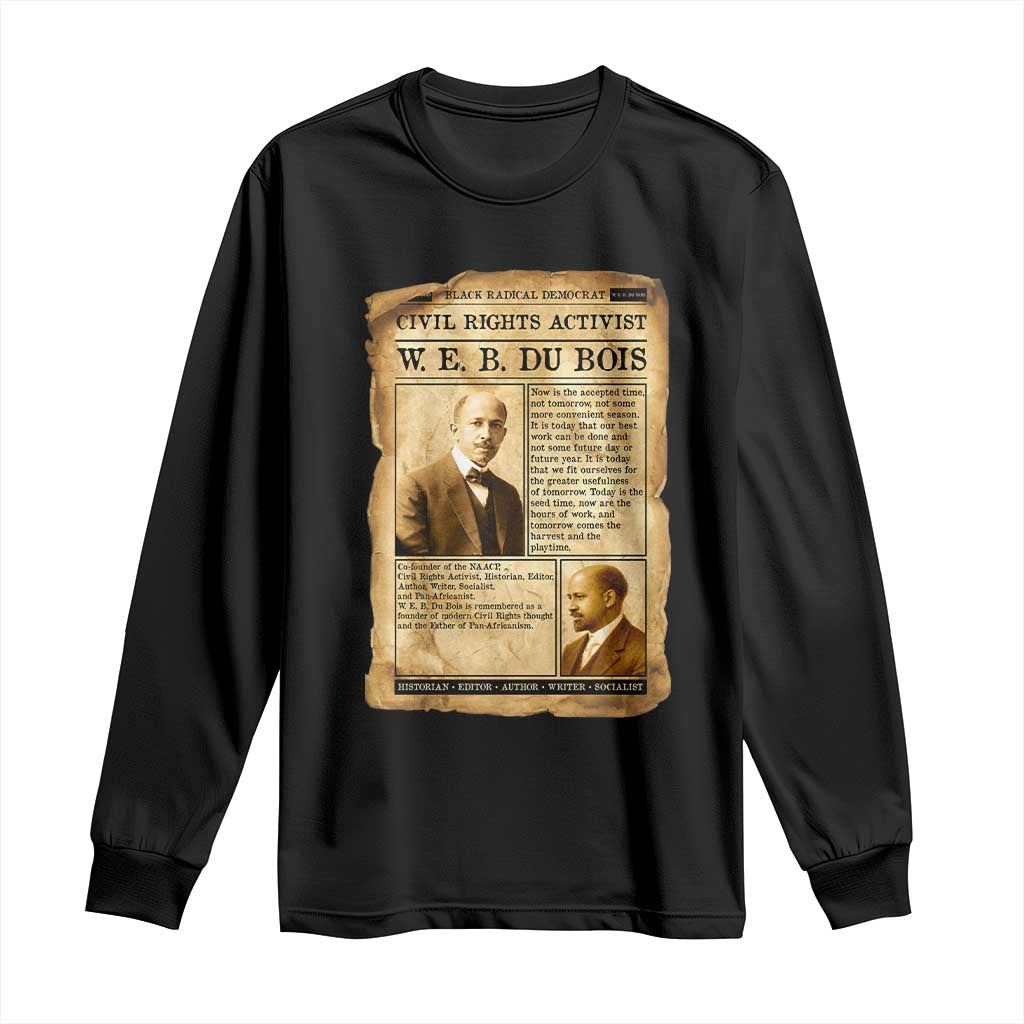 Vintage Newspaper W E B Du Bois Long Sleeve Shirt Civil Rights History