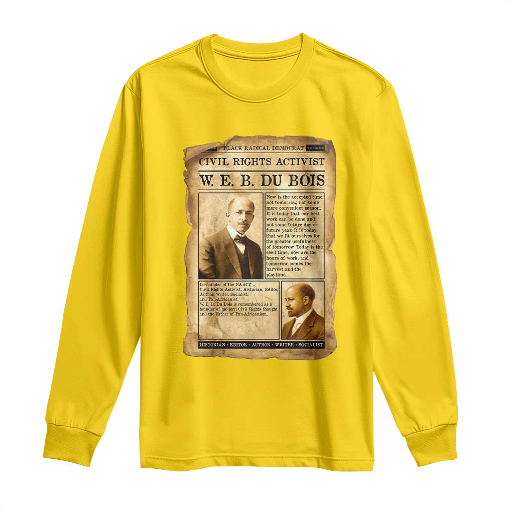 Vintage Newspaper W E B Du Bois Long Sleeve Shirt Civil Rights History