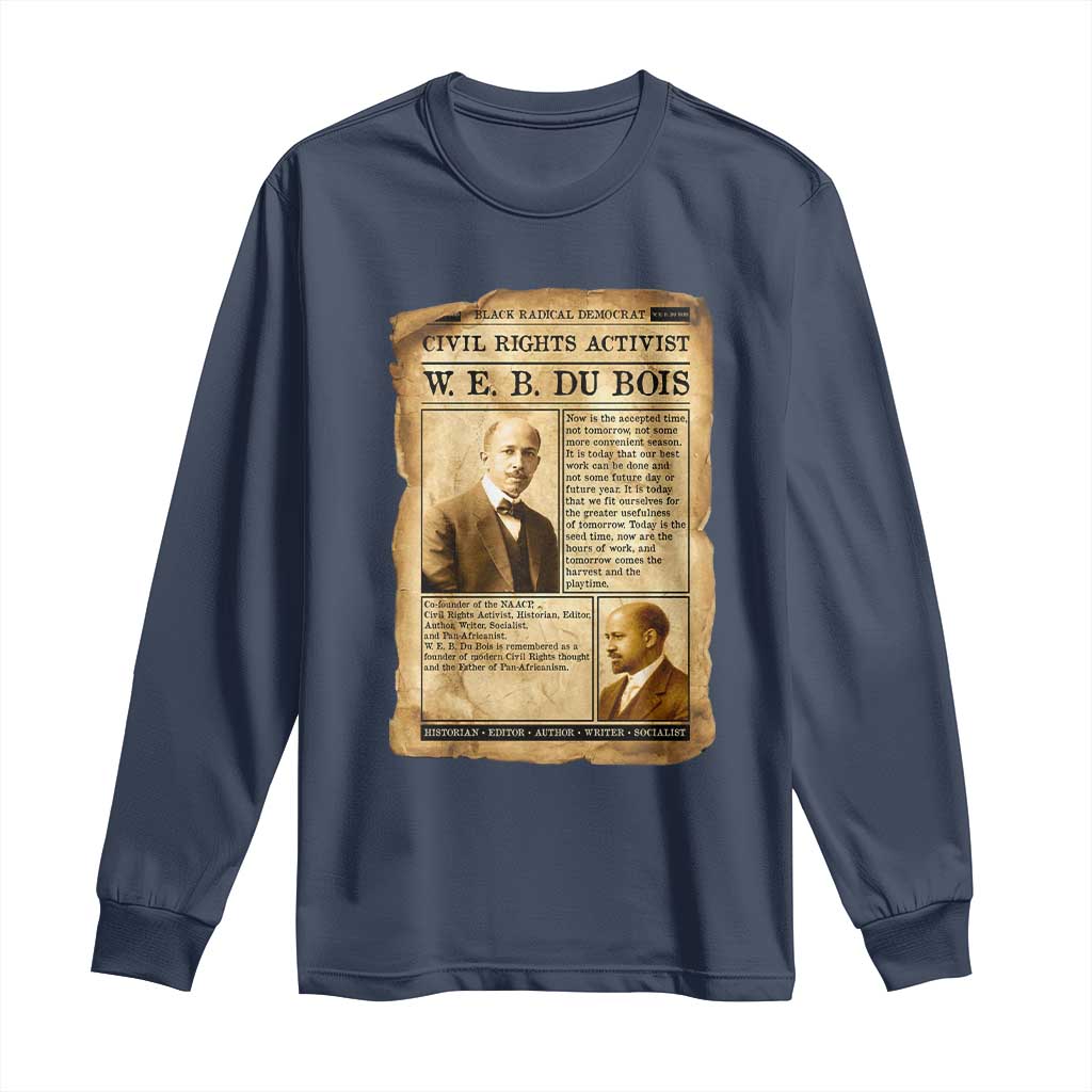 Vintage Newspaper W E B Du Bois Long Sleeve Shirt Civil Rights History