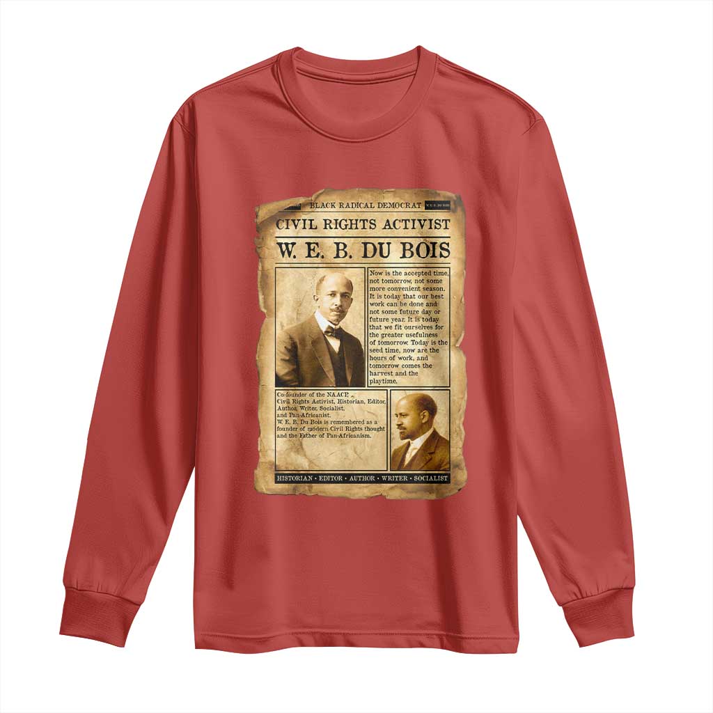 Vintage Newspaper W E B Du Bois Long Sleeve Shirt Civil Rights History